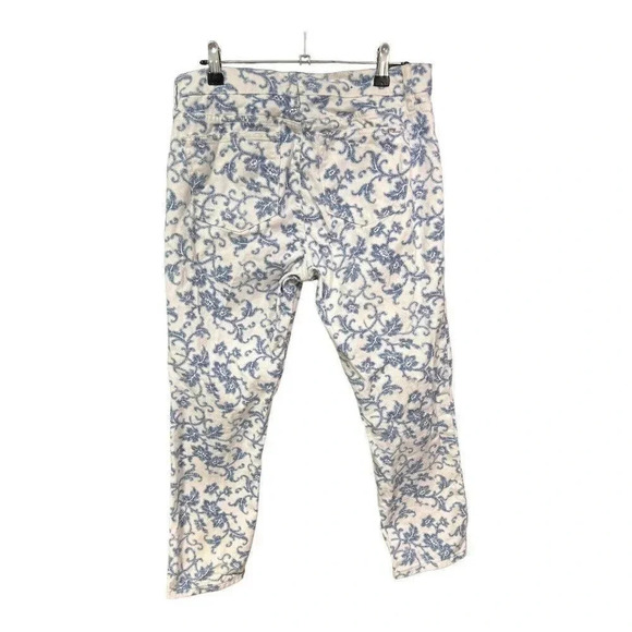 LRL Ralph Lauren Floral Print Stretch Ankle Jeans Blue White Womens Size 10P - Picture 3 of 6
